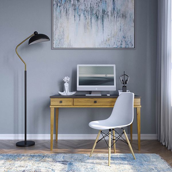 Фото письменный стол из массива сосны с 3 ящиками в стиле кантри коллекция Бон Вояж цвет антик 24-колониал, дерево размеры 1288*768*600 в интернет-магазине СиВер