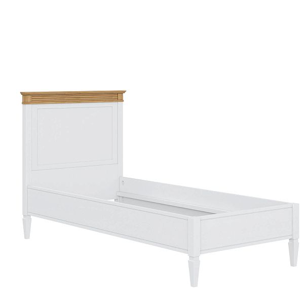 Кровать "Ольса" 90 (белый лак/антик 24) из массива сосны производство Белоруссия, доставка по Москве и России, купить в интернет-магазине СиВер