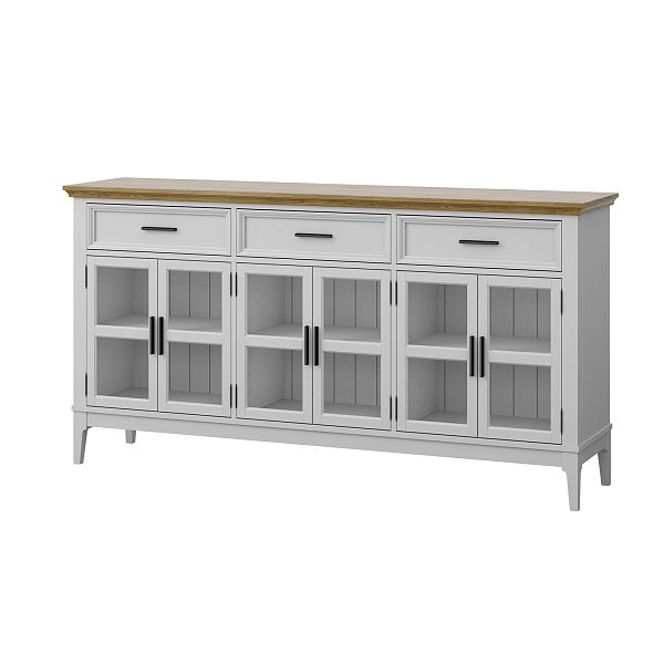 Фото тумба «Квадро-С» 063С, цвет белый лак, белый лак-антик 24, серый 7042/антик 24, размер 1801x948x420 из массива сосны в интернет-магазине СиВер