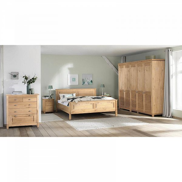 Изображение каталог шкаф для одежды на ножках в гостиную или в спальню из массива сосны Рауна 50 цвет бейц масло бежевый размеры 217х214х60 в стиле кантри в интернет-магазине СиВер