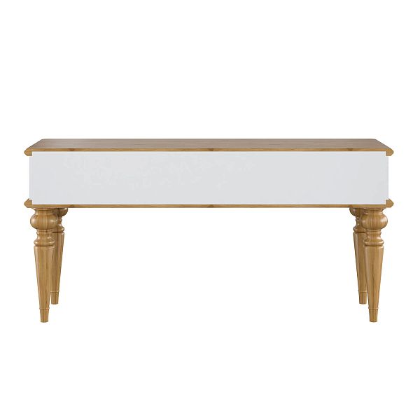 Фото тумба «Рандеву» 02, цвет белый лак/антик 24, серый 7042/антик 24, размер 1132x542x384 из массива сосны в интернет-магазине СиВер