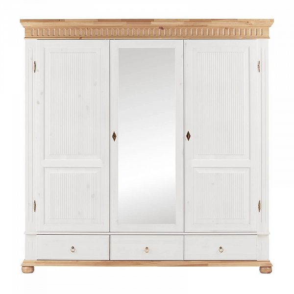 Изображение белорусский шкаф из массива сосны для двоих с зеркалом во весь рост коллекция Хельсинки 5SPGT-M с 5 секциями - скандинавский стиль и качество белорусское производство ММЦ