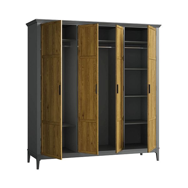 Изображение каталог шкаф для одежды "Квадро-С" 40 (белый лак, белый лак-антик 24, серый 7042-антик 24) из массива сосны, размеры 1919x2047x604 в стиле кантри в интернет-магазине СиВер