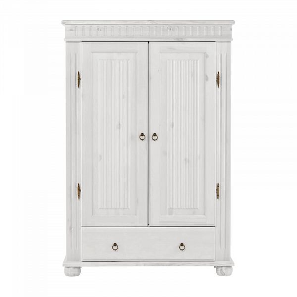 Фото пример шкаф из натурального дерева массива сосны классика скандинавский стиль Хельсинки 21 размер шкафа в см 100 x 147 x 40 - антик, белый воск, колониал, серый