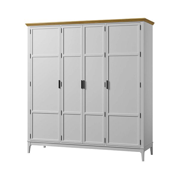 Изображение каталог шкаф для одежды "Квадро-С" 40 (белый лак, белый лак-антик 24, серый 7042-антик 24) из массива сосны, размеры 1919x2047x604 в стиле кантри в интернет-магазине СиВер