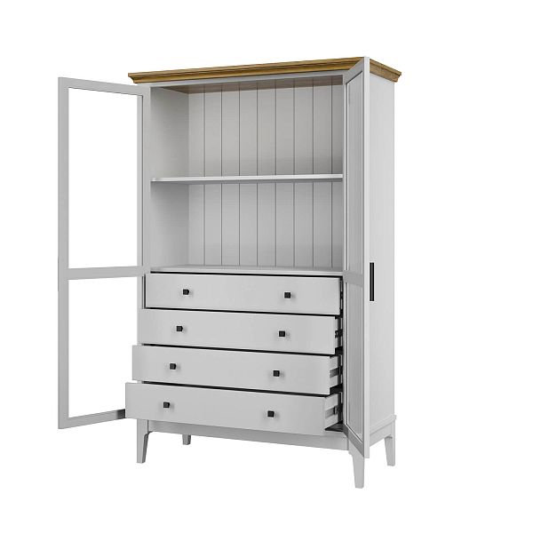 Фото «Квадро-С» 20/04 из массива сосны. Комбинированный цвет белый лак-серый 7042, белый лак-антик 24, серый 7042-антик 24, идеально для стиля сканди, минимал, лофт. С доставкой по России. Материал - массив сосны, размер - 999х1553х420 мм. в интернет-магазине СиВер