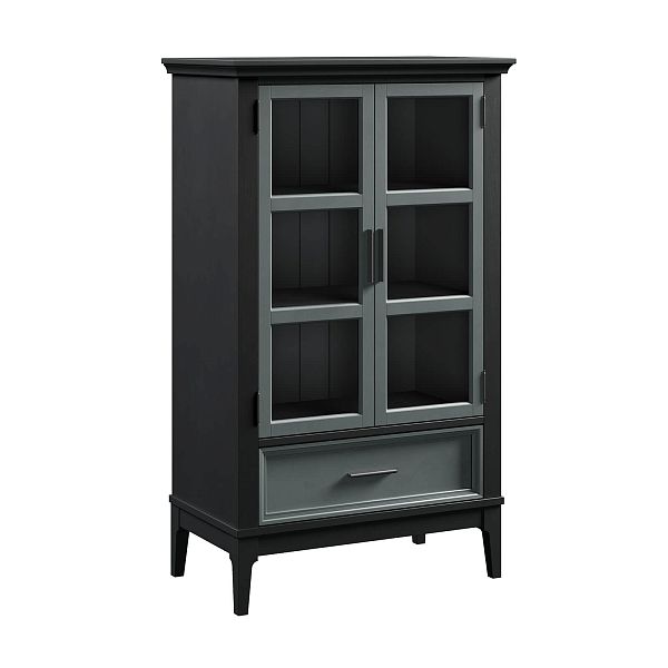 Фото шкаф для посуды из массива сосны в гостиную в стиле кантри коллекция «Квадро-С» цвет белый лак, белый лак-антик 24, серый 7042-антик 24, дерево размеры 757х1272х420 в интернет-магазине СиВер