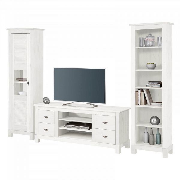 Фото каталог шкаф для посуды на кухню или в гостиную из массива сосны Рауна 10 цвет белый воск УКВ размеры 55х180х33 в стиле кантри в интернет-магазине СиВер