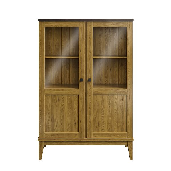 Фото шкаф для посуды из массива сосны в гостиную в стиле кантри коллекция «Бон Вояж» цвет антик 24-колониал, дерево размеры 1007х1489х401 в интернет-магазине СиВер
