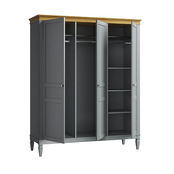 Изображение каталог шкаф для одежды на ножках в гостиную или в спальню из массива сосны "Ольса-С" 03 трехдверный 1706x2089x597 в стиле кантри в интернет-магазине СиВер