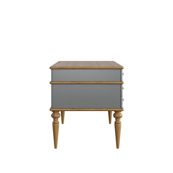 Изображение рабочий белый стол письменный в детскую или кабинет в стиле лофт или скандинавском стиле классика коллекции "Рандеву" 07 (белый лак/антик 24, серый 7042/антик 24) из массива сосны, 157,5х77,7х70 для ребенка или подростка