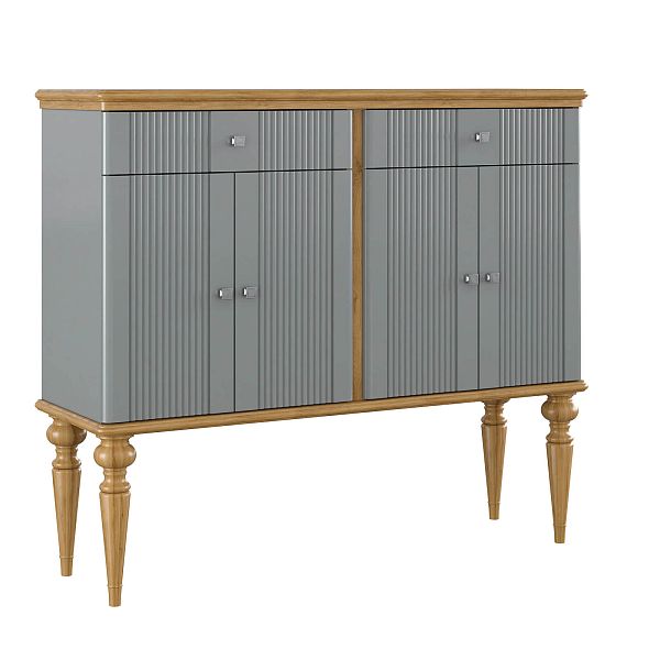 Фото тумба «Рандеву» 42, цвет белый лак/антик 24, серый 7042/антик 24, размер 1240x1070x384 из массива сосны в интернет-магазине СиВер