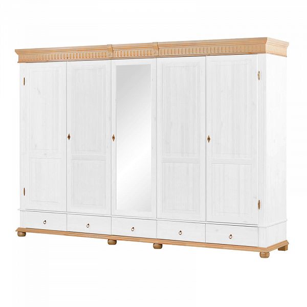 Изображение белорусский шкаф из массива сосны для большой семьи или для обладателей большого количества одежды коллекция Хельсинки 5SPGT-M с 5 секциями