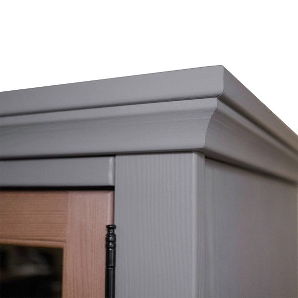 Фото Шкаф для книг «Квадро-С» 422С из массива сосны в гостиную в стиле кантри коллекция «Квадро-С» цвет белый лак, белый лак-антик 24, серый 7042-антик 24, дерево размеры 1643х2047х421 в интернет-магазине СиВер