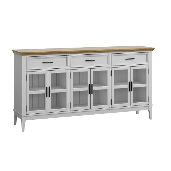 Фото тумба «Квадро-С» 063С, цвет белый лак, белый лак-антик 24, серый 7042/антик 24, размер 1801x948x420 из массива сосны в интернет-магазине СиВер