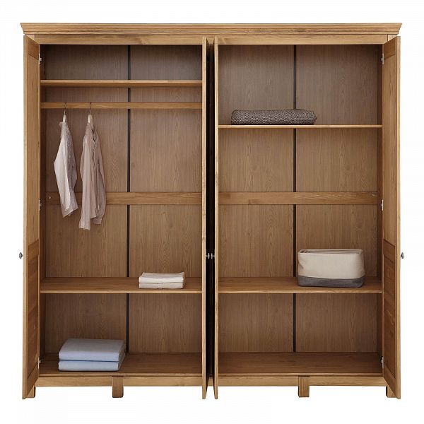 Изображение каталог шкаф для одежды на ножках в гостиную или в спальню из массива сосны Рауна 40 цвет бейц масло светлый бежевый размеры 217х214х60 в стиле кантри в интернет-магазине СиВер