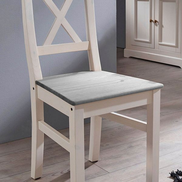 Фото каталог на кухню Стул "Форест" 44x91x49 (антик, белый воск УКВ, серый) из экологически чистого материала массива дерева сосны в интернет-магазине СиВер