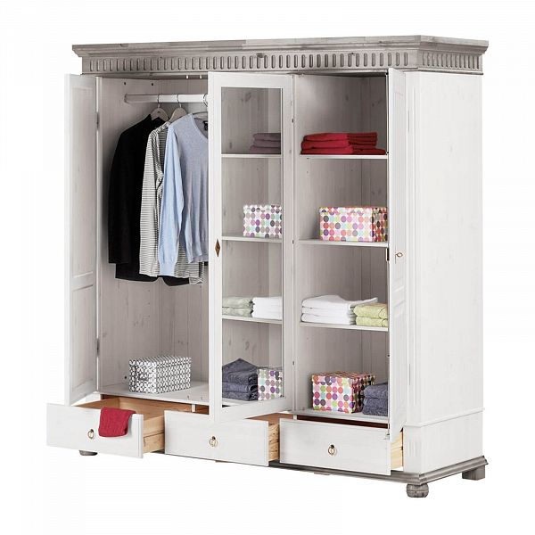 Изображение пример широкий просторный компактный шкаф с зеркалом коллекции Хельсинки 3SPGT скандинавский стиль производство Белоруссия Минский Мебельный Центр