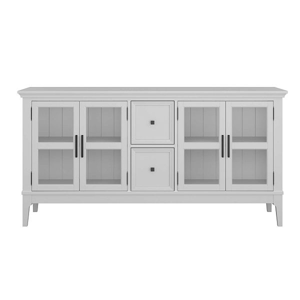 Фото каталог тумба ТВ в гостиную или в спальню из массива сосны "Квадро-С" 42 цвет белый лак, белый лак-антик 24, серый 7042-антик 24, светлый, размеры 1512х765х420 в классическом стиле в интернет-магазине СиВер