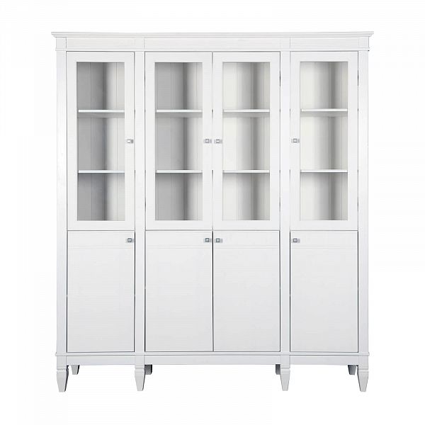 Фото пример широкий стеллаж с квадратными полками из массива сосны в гостиную в стиле лофт или скандинавский коллекция Ольса цвет белый лак, белый лак/антик 24, серый 7042/антик 24, светлый дерево размеры 181,5х202х38 в интернет-магазине СиВер