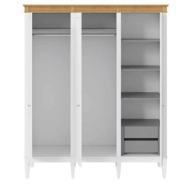 Фото пример Полка + штанга к шкафу Ольса из натурального дерева массива сосны и металла