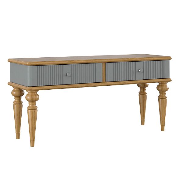 Фото тумба «Рандеву» 02, цвет белый лак/антик 24, серый 7042/антик 24, размер 1132x542x384 из массива сосны в интернет-магазине СиВер