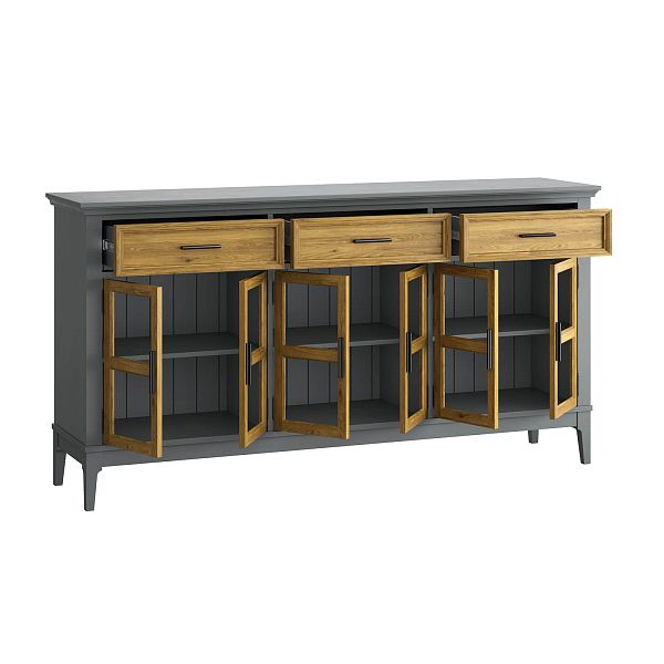 Фото тумба «Квадро-С» 063С, цвет белый лак, белый лак-антик 24, серый 7042/антик 24, размер 1801x948x420 из массива сосны в интернет-магазине СиВер