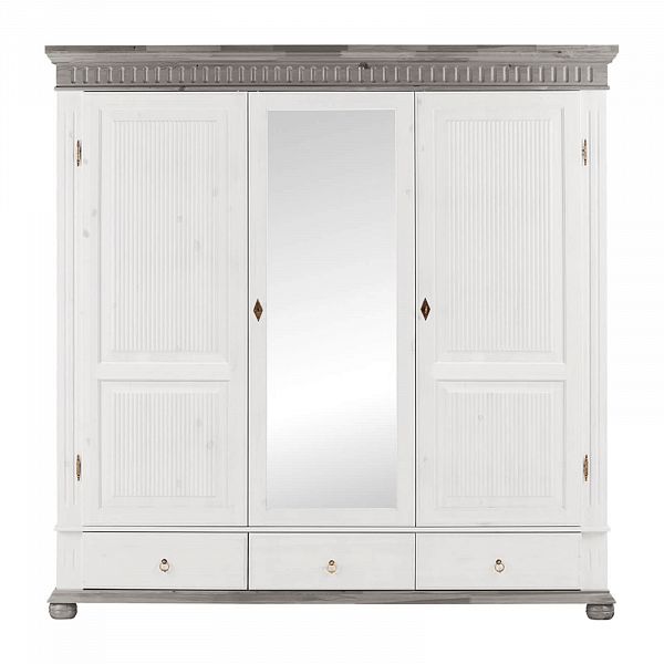 Изображение пример широкий просторный компактный шкаф с зеркалом коллекции Хельсинки 3SPGT скандинавский стиль производство Белоруссия Минский Мебельный Центр