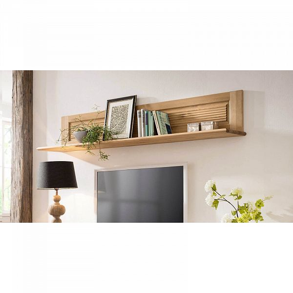 Фото настенная полка в стиле кантри коллекция Рауна 165 цвет светлый бейц масло размеры 165х29х27 в интернет-магазине СиВер