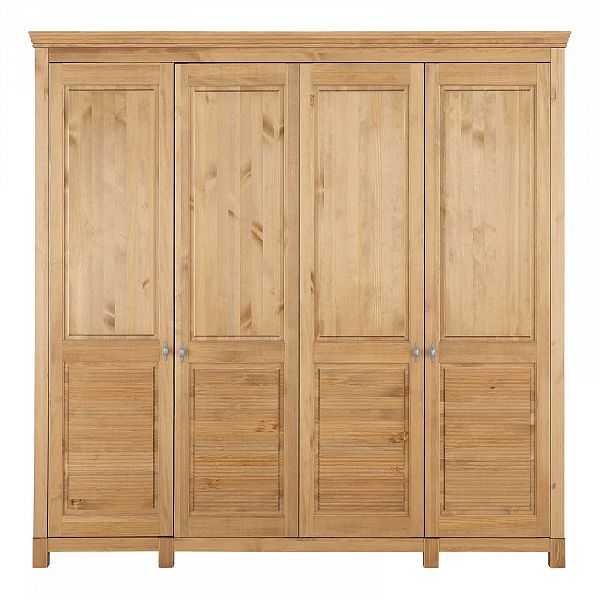 Изображение каталог шкаф для одежды на ножках в гостиную или в спальню из массива сосны Рауна 40 цвет бейц масло светлый бежевый размеры 217х214х60 в стиле кантри в интернет-магазине СиВер