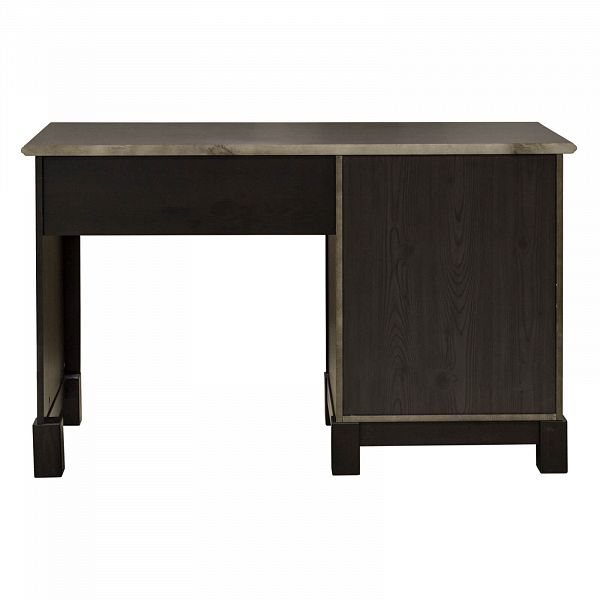 Фото купить письменный стол из массива сосны с 4 ящиками слева в стиле кантри коллекция Рауна 04 1-тумбовый цвет колониал темный дерево размеры 120х76х60 в интернет-магазине СиВер