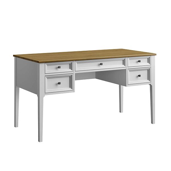 Изображение рабочий стол письменный в детскую или кабинет в стиле лофт или скандинавском стиле классика коллекции "Квадро-С" 05 размеры 1388х760х660 мм (цвет белый лак, белый лак/антик 24, серый 7042, серый 7042/антик 24) для ребенка или подростка