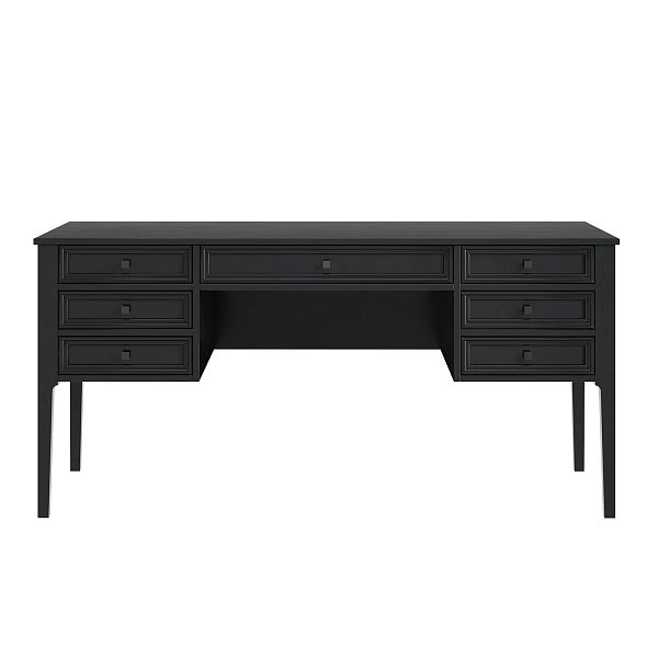 Изображение рабочий стол письменный в детскую или кабинет в стиле лофт или скандинавском стиле классика коллекции "Квадро-С" 07 размеры 1582х760х660 мм (цвет белый лак, белый лак/антик 24, серый 7042/антик 24) для ребенка или подростка