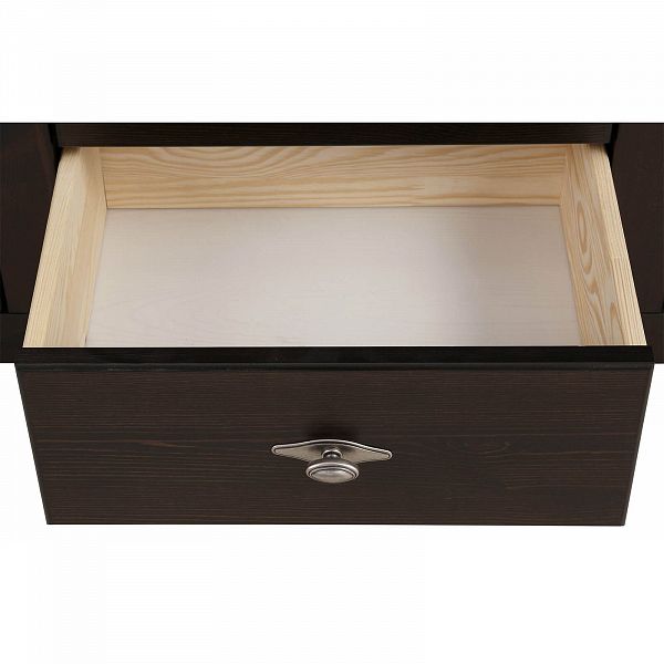 Фото стол письменный из массива сосны Рауна 14 размеры 165х76х60 см цвет колониал темный почти черный дерево 2-тумбовый в стиле кантри купить в интернет-магазине СиВер