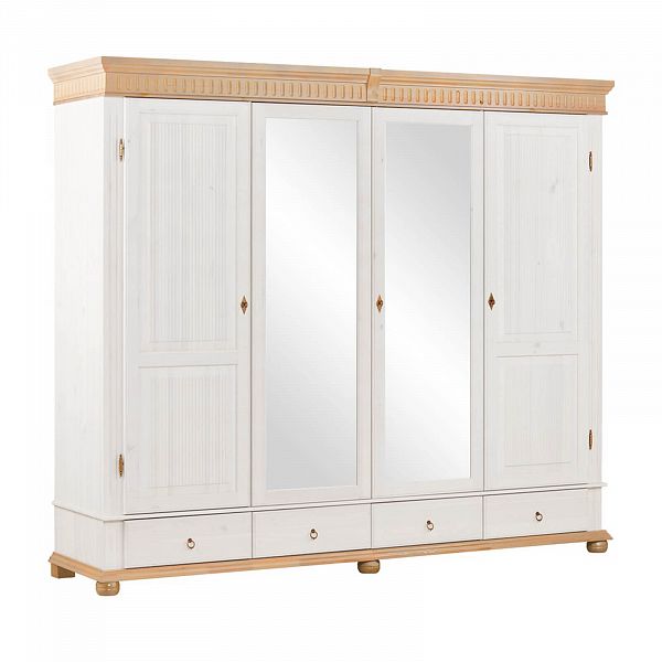 Изображение шкафа производство Минский Мебельный Центр Хельсинки 4SPGT с внутренней планировкой полок - скандинавский стиль - материал массив сосны натуральное дерево