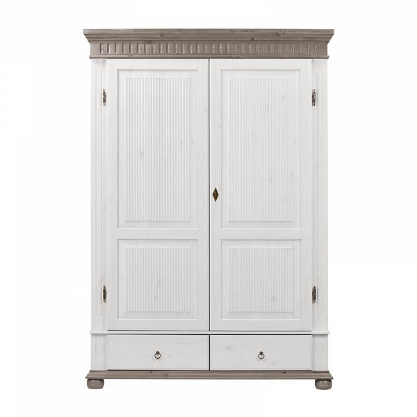 Фото шкаф с двумя дверцами коллекции Хельсинки модель 2GT размер шкафа в см 138x199x62 антик, белый воск, колониал, серый из массива сосны из Белоруссии - в интернет-магазине СиВер с доставкой