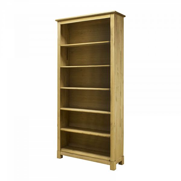 Фото стеллаж из массива сосны в гостиную в стиле кантри коллекция Рауна 165 цвет бейц масло светлый дерево размеры 100х210х32 в интернет-магазине СиВер