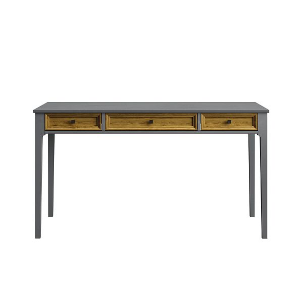 Изображение рабочий стол письменный в детскую или кабинет в стиле лофт или скандинавском стиле классика коллекции "Квадро-С" 03 размеры 1388х760х660 мм (цвет белый лак, белый лак/антик 24, серый 7042, серый 7042/антик 24) для ребенка или подростка