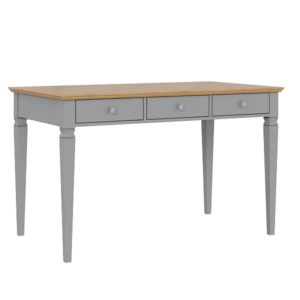 Изображение рабочий стол письменный в детскую или кабинет в стиле лофт или скандинавском стиле классика коллекции "Ольса" 003 размеры 124x76x70 см (цвет белый лак, белый лак/антик 24, серый 7042, серый 7042/антик 24) для ребенка или подростка