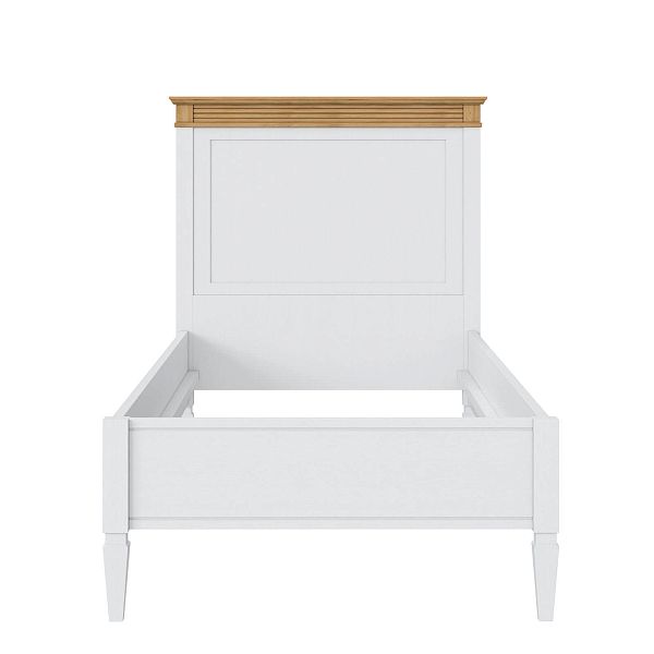 Кровать "Ольса" 90 (белый лак/антик 24) из массива сосны производство Белоруссия, доставка по Москве и России, купить в интернет-магазине СиВер