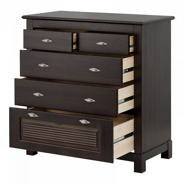 Изображение комод на ножках с большими ящиками из массива сосны коллекция Рауна темный цвет колониал размеры 97х98х48 купить в интернет-магазине Сивер