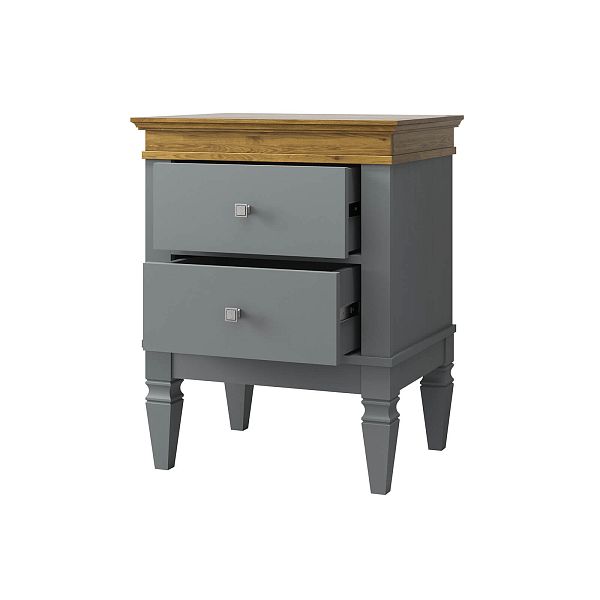 Фото прикроватная тумба в спальню из массива сосны "Ольса- С" 02, 538x676x415 мм., с двумя ящиками, из массива сосны в стиле кантри в интернет-магазине СиВер