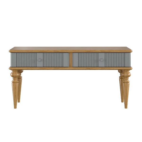 Фото тумба «Рандеву» 02, цвет белый лак/антик 24, серый 7042/антик 24, размер 1132x542x384 из массива сосны в интернет-магазине СиВер