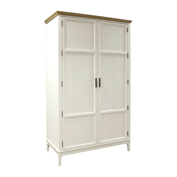 Изображение каталог шкаф для одежды "Квадро-С" 20 (белый лак-антик 24) из массива сосны, размеры 1200x2050x605 в стиле кантри в интернет-магазине СиВер