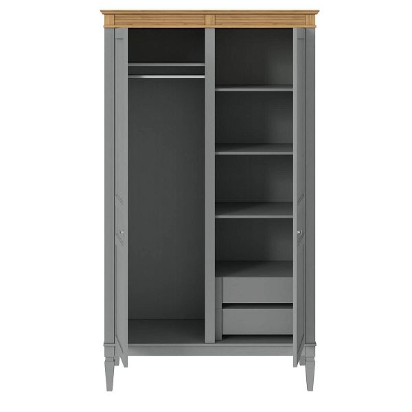 Фото пример Полка + штанга к шкафу Ольса из натурального дерева массива сосны и металла