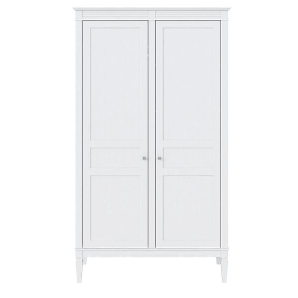 Изображение каталог шкаф для одежды на ножках в гостиную или в спальню из массива сосны "Ольса" 02 (белый лак) двуххдверный, размеры 1220x2129x600 в стиле кантри в интернет-магазине СиВер