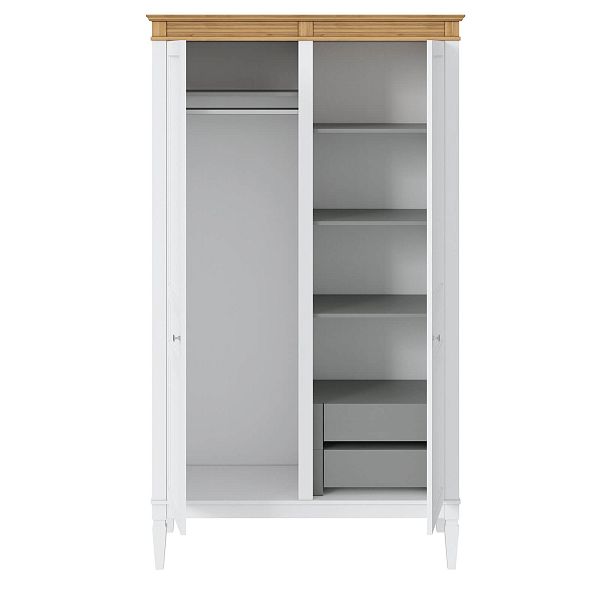 Фото пример Полка + штанга к шкафу Ольса из натурального дерева массива сосны и металла