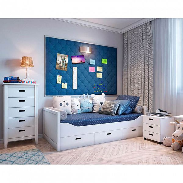 Фото товара комод "Сиело" для мальчика или девочки 77331 (61x114x43) цвета белый воск УКВ с 5 ящиками из массива сосны. Комод для спальни, гостиной, детской от интернет-магазина мебели СиВер