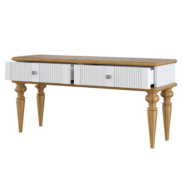 Фото тумба «Рандеву» 02, цвет белый лак/антик 24, серый 7042/антик 24, размер 1132x542x384 из массива сосны в интернет-магазине СиВер