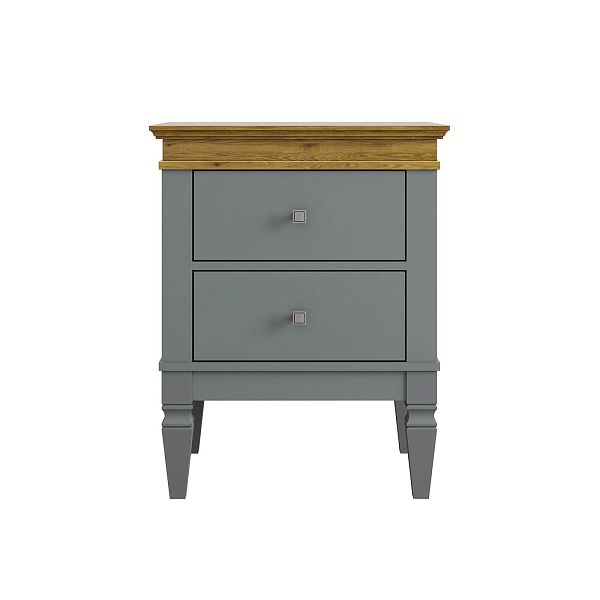 Фото прикроватная тумба в спальню из массива сосны "Ольса- С" 02, 538x676x415 мм., с двумя ящиками, из массива сосны в стиле кантри в интернет-магазине СиВер